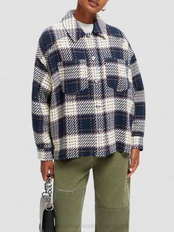Kleidung Scotch & Soda Kariertes, wattiertes Überhemd Kombination a Frauen BJ08144