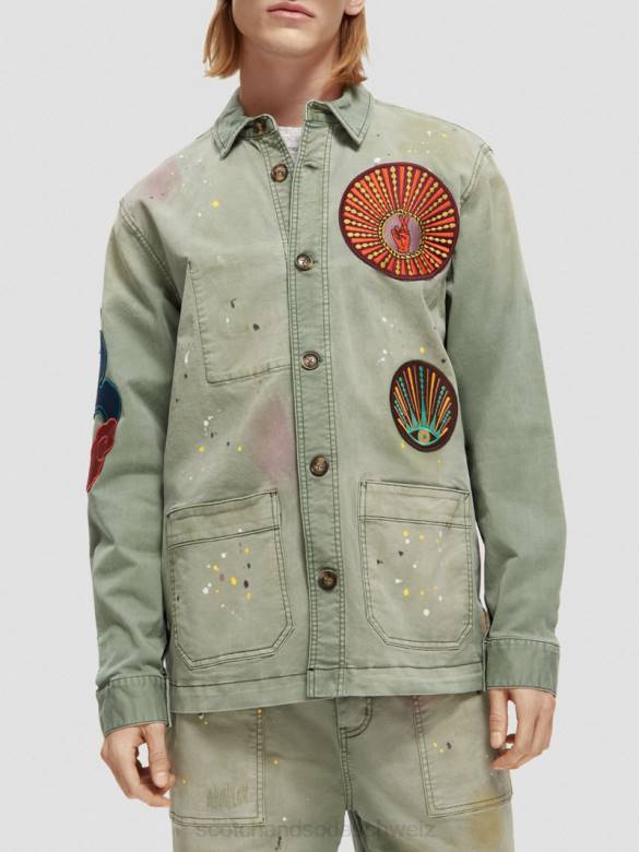 Kleidung Scotch & Soda Utility-Jacke mit Patch-Artwork Armee Männer BJ08575