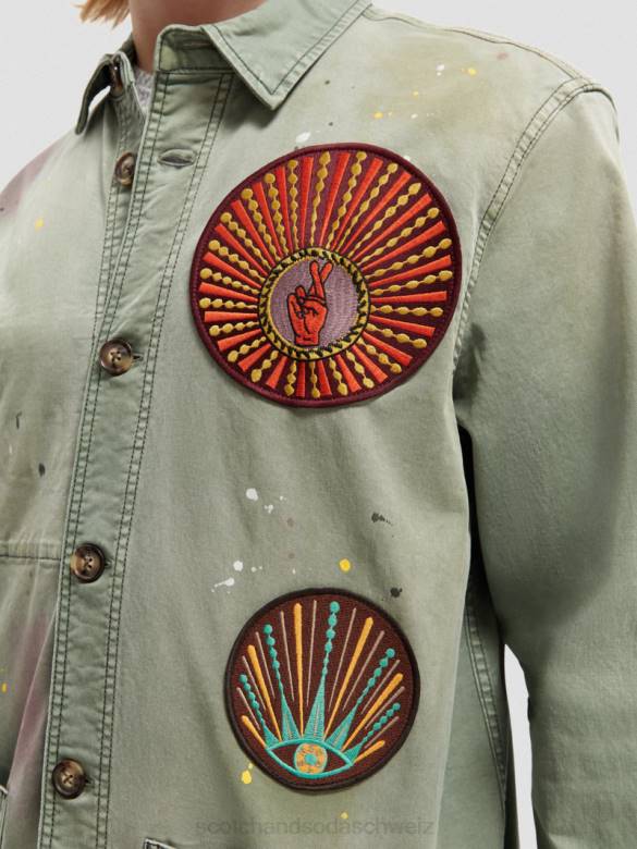 Kleidung Scotch & Soda Utility-Jacke mit Patch-Artwork Armee Männer BJ08575