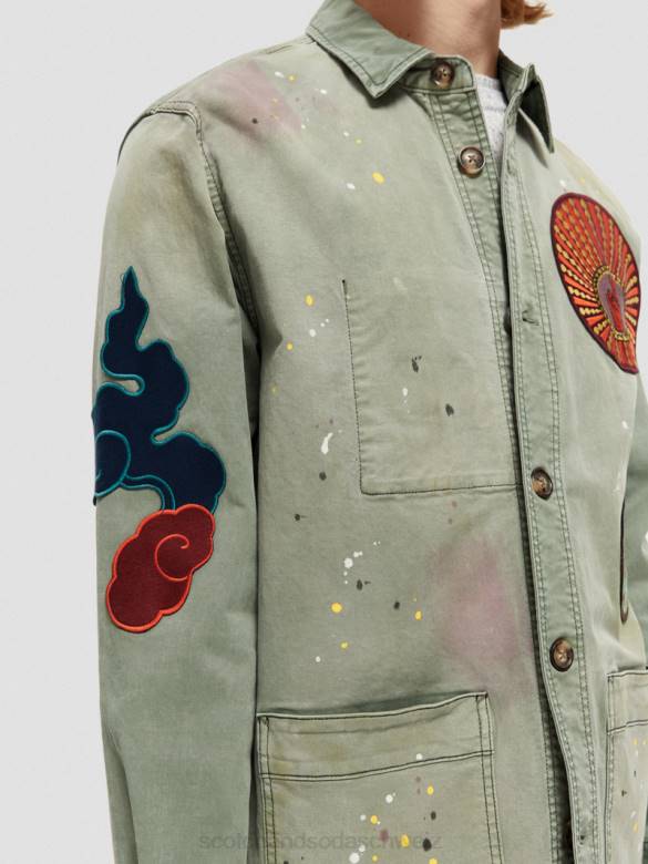 Kleidung Scotch & Soda Utility-Jacke mit Patch-Artwork Armee Männer BJ08575